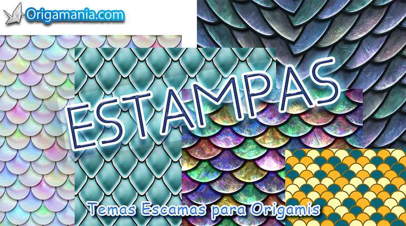 Estampas com Temas Escamas Para Origamis.